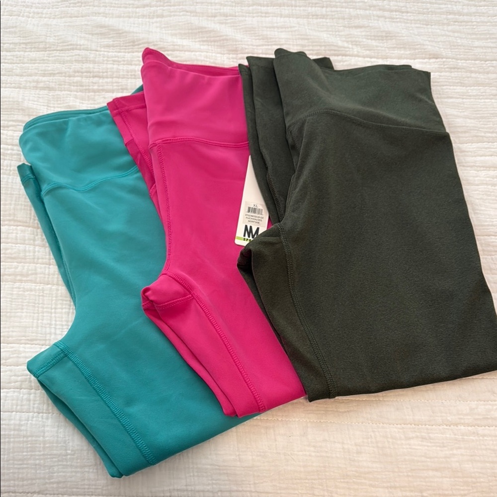 Active Leggings Bundle - Teal, Pink, and Dark Green